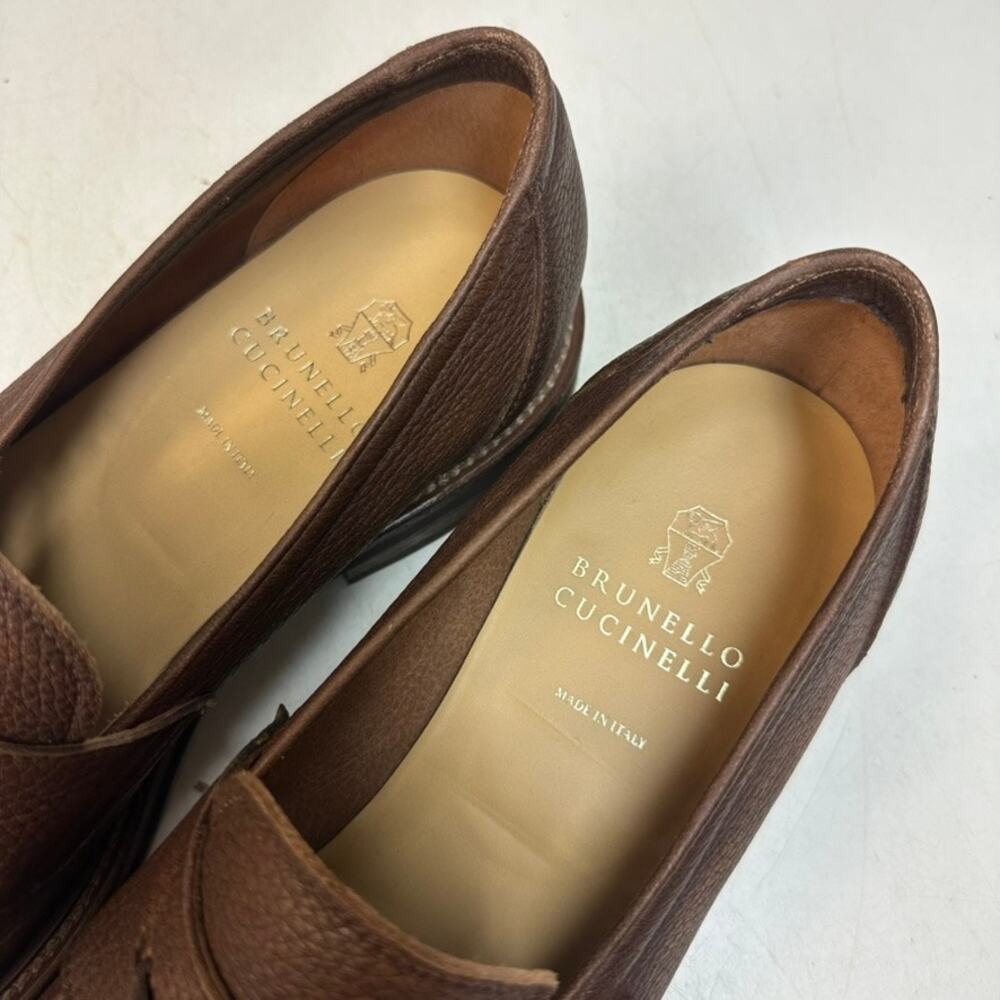 WORN TWICE Brunello Cucinelli Deerskin Tassel Loafer Tobacco Italy EU 45 US 12 - Picture 8 of 11